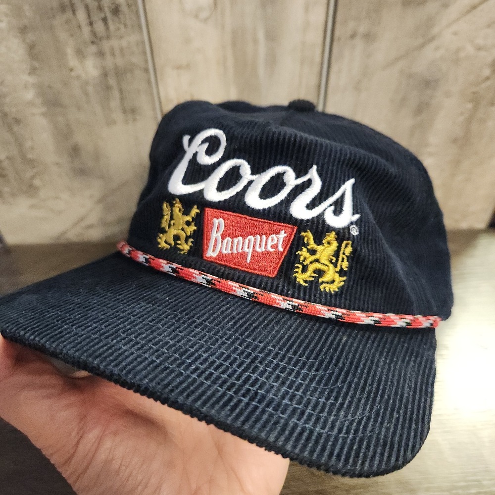 Coors Banquet Navy Blue Corduroy Red Rope Snapback Retro Vintage Style Hag Cap